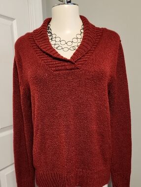 St. John's Bay Women's Deep Red Shawl-Collar Sweater